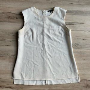 Adrianna Papell White Sleeveless Linen Top Small